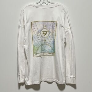 Spiritual Gangster white "Earth Below Me” graphic eye, yoga long-sleeve t-shirt